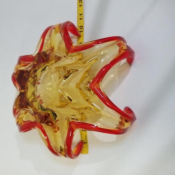 MCM Red Gold Art Glass Piece - Picture 10 of 10